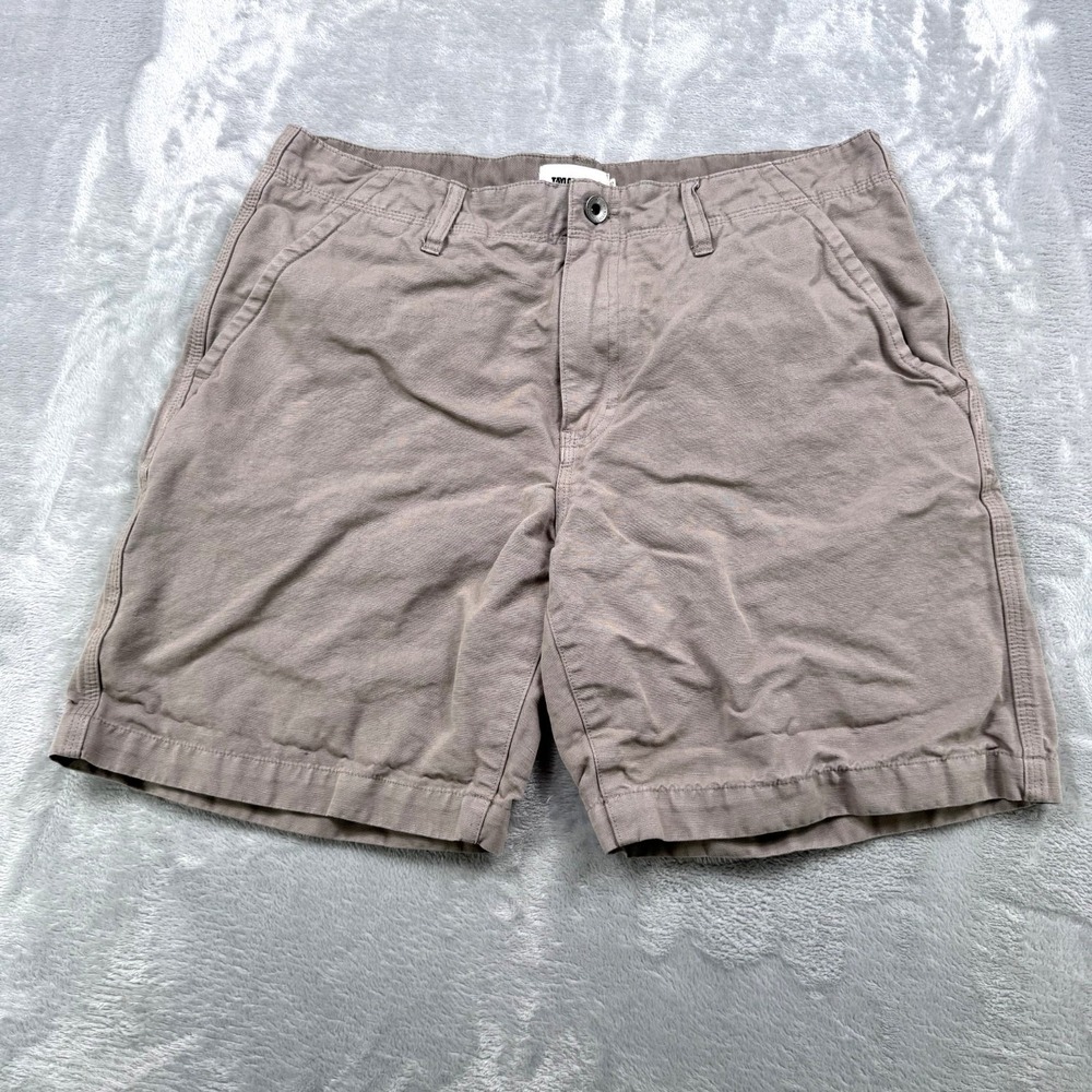 Taylor Stitch Foundation Shorts Mens 32 Khaki Cotton Linen Blend Chino